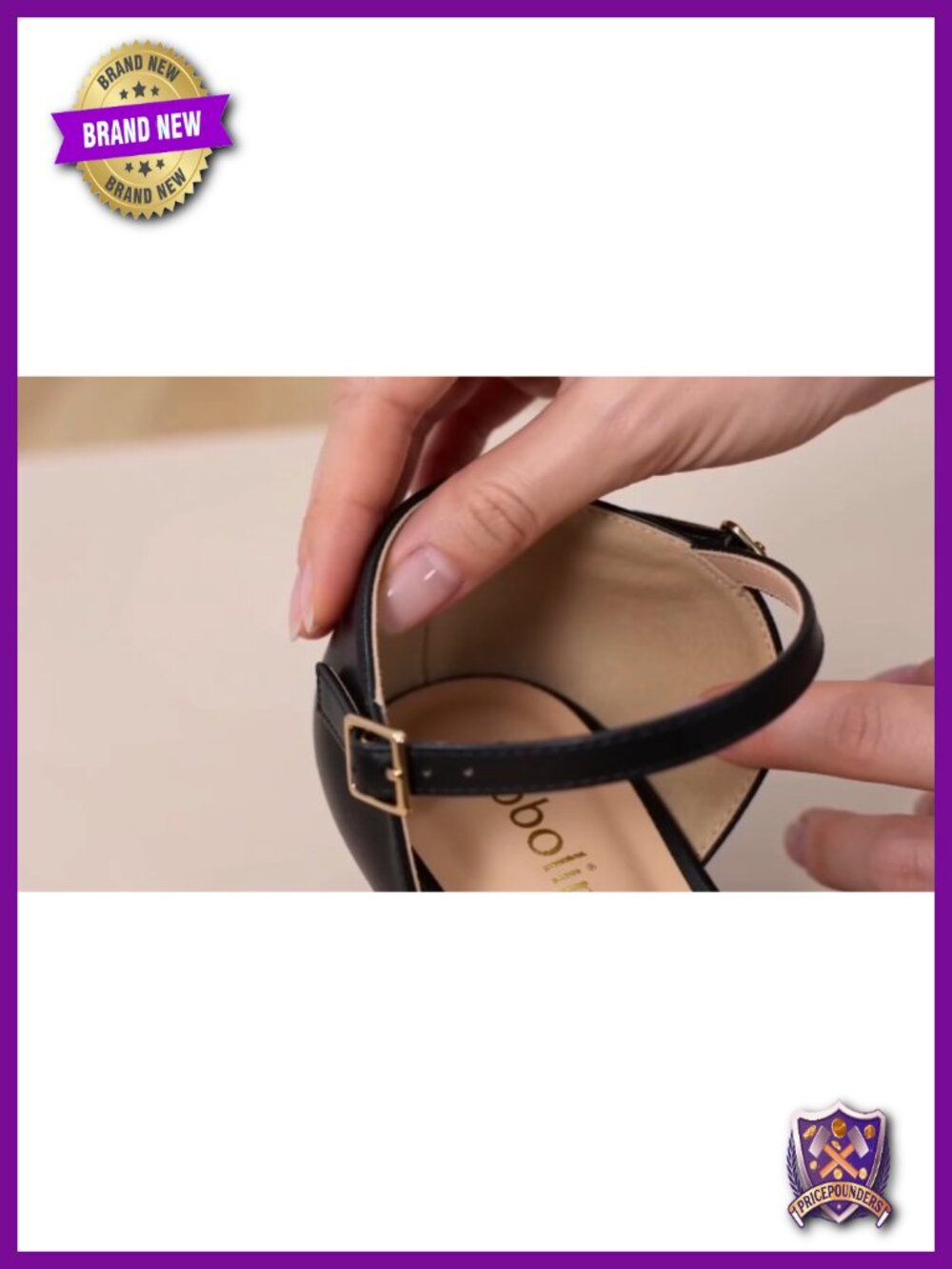 Low Heel Kitten Heels Pumps for Women Ankle Strap Pointed Toe Closed Toe Dance - Picture 6 of 6